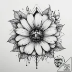 Tattoo sketch daisy with a ladybug, ink illus… – tattoo sketch (№1760399943_0, 13.10.2025 23:59) — tattoovalue.net
