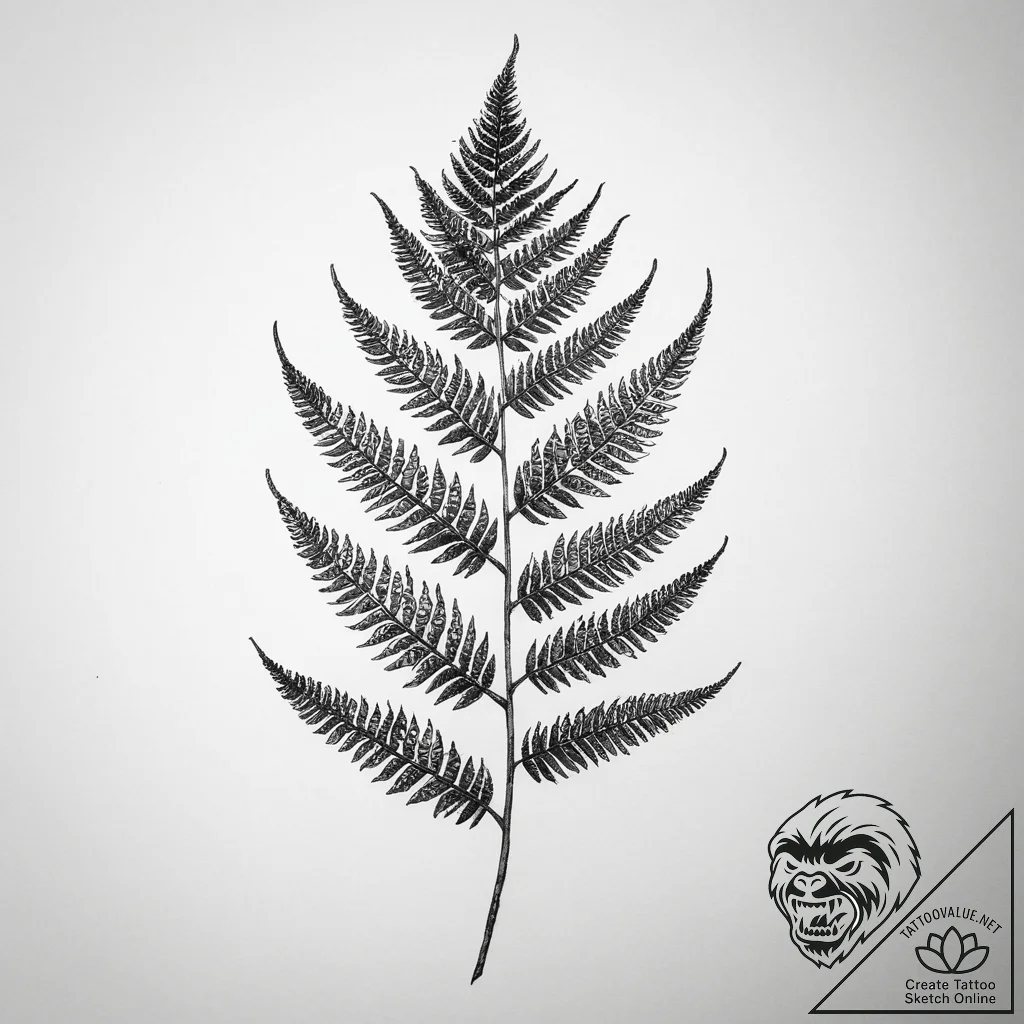 Tattoo sketch fern leaf, tattoo sketch design... - tattoo sketch (№1760400824_0, 14.10.2025 00:13) — tattoovalue.net