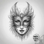 Tattoo sketch feathered mask tattoo, tattoo l… – tattoo sketch (№1760401693_0, 14.10.2025 00:28) — tattoovalue.net