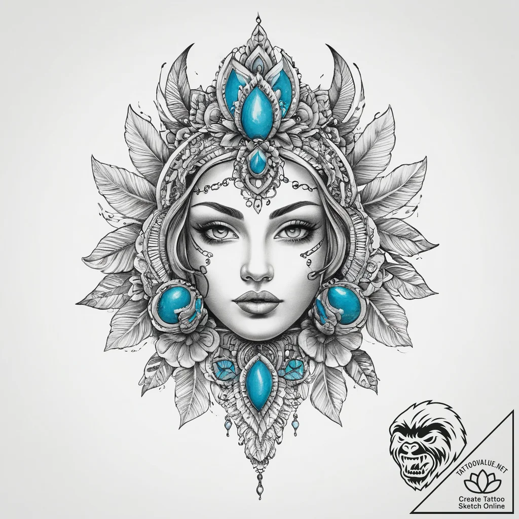 Tattoo sketch turquoise - tattoo sketch (№1760402125_0, 14.10.2025 00:35) — tattoovalue.net