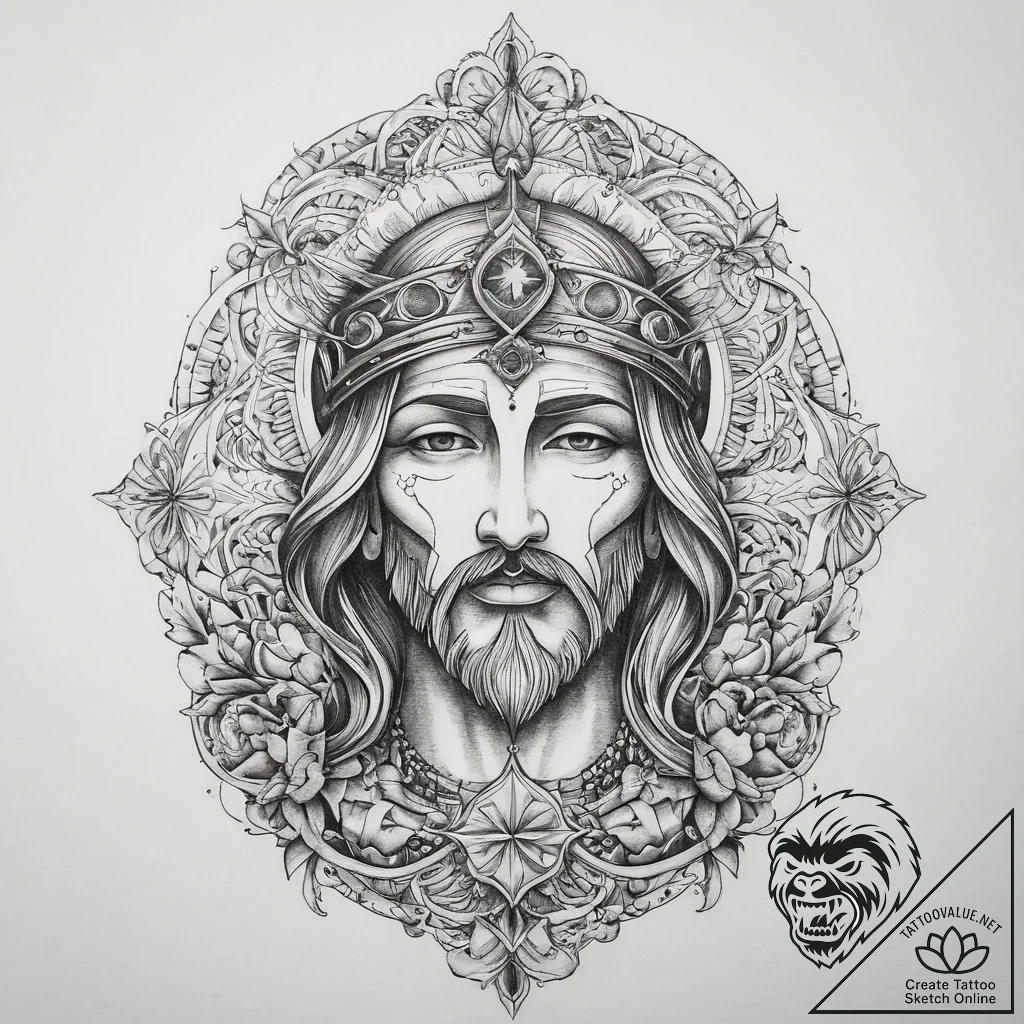 Tattoo sketch holy scene, tattoo line art, ne... - tattoo sketch (№1760402340_0, 14.10.2025 00:39) — tattoovalue.net