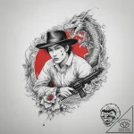 Tattoo sketch billy the kid with a gun, tatto… – tattoo sketch (№1760403208_0, 14.10.2025 00:53) — tattoovalue.net