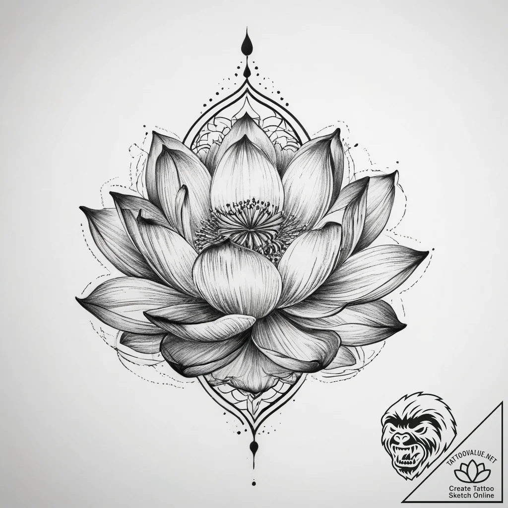 Tattoo sketch lotus - tattoo sketch (№1760403860_0, 14.10.2025 01:04) — tattoovalue.net