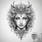 Tattoo sketch mystical portrayal – tattoo sketch (№1760404292_0, 14.10.2025 01:11) — tattoovalue.net