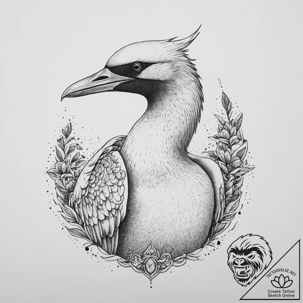 Tattoo sketch gannet, artistic tattoo sketch,... - tattoo sketch (№1760404510_0, 14.10.2025 01:15) — tattoovalue.net