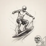 Tattoo sketch wakeboarding person on a wakebo… – tattoo sketch (№1760404726_0, 14.10.2025 01:18) — tattoovalue.net