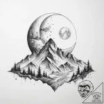 Tattoo sketch mountain with a moon – tattoo sketch (№1760406479_0, 14.10.2025 01:47) — tattoovalue.net