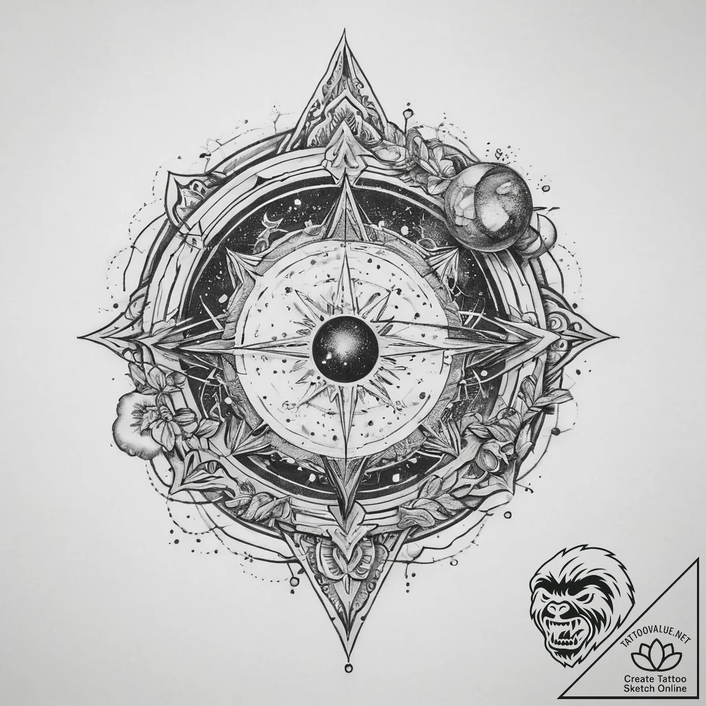 Tattoo sketch cosmic history, ink illustratio... - tattoo sketch (№1760407809_0, 14.10.2025 02:10) — tattoovalue.net