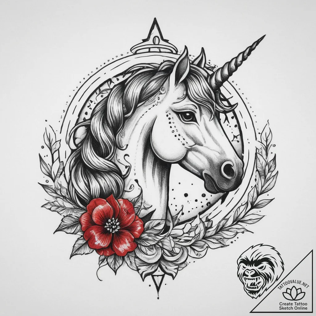 Tattoo sketch unicorn, tattoo drawing outline... - tattoo sketch (№1760408027_0, 14.10.2025 02:13) — tattoovalue.net