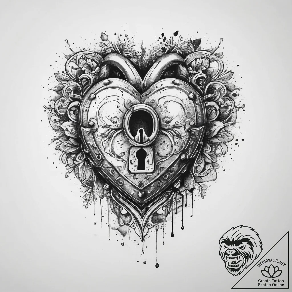 Tattoo sketch узор в виде сердца с замком, in... - tattoo sketch (№1760408678_0, 14.10.2025 02:24) — tattoovalue.net