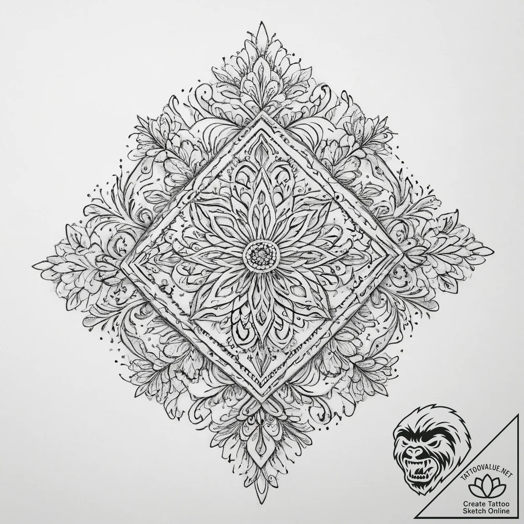 Tattoo sketch slavic embroidery pattern with... - tattoo sketch (№1760409550_0, 14.10.2025 02:39) — tattoovalue.net