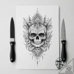 Tattoo sketch cutting board with a knife, ink… – tattoo sketch (№1760411520_0, 14.10.2025 03:12) — tattoovalue.net