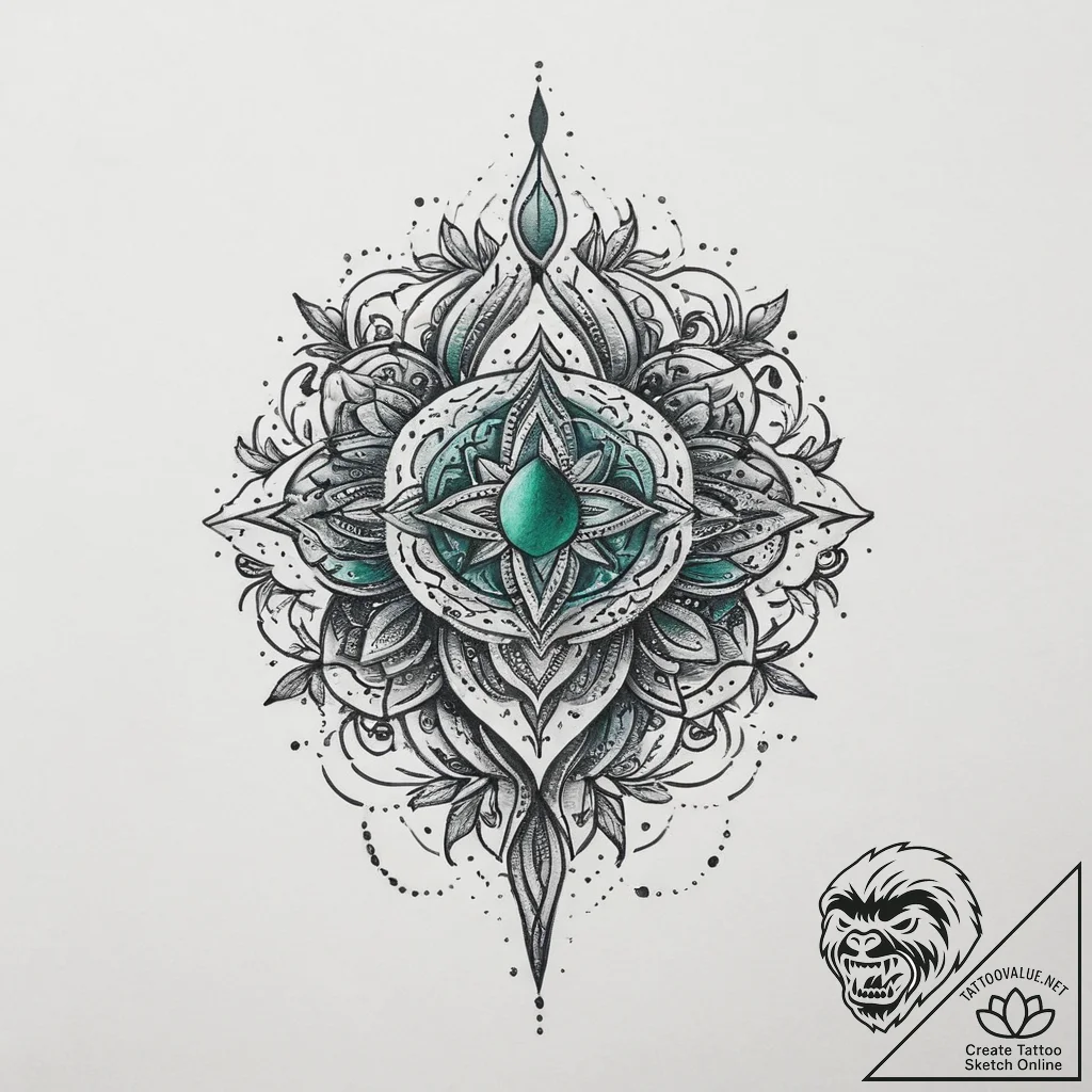 Tattoo sketch emerald, artistic tattoo sketch... - tattoo sketch (№1760412392_0, 14.10.2025 03:26) — tattoovalue.net