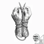 Tattoo sketch hands with a rope – tattoo sketch (№1760414572_0, 14.10.2025 04:02) — tattoovalue.net