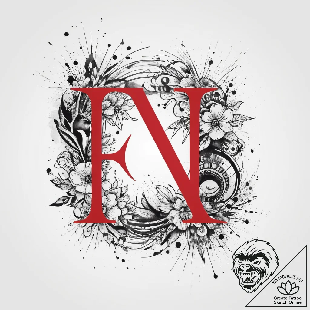 Tattoo sketch a couple's initials, ink illust... - tattoo sketch (№1760414790_0, 14.10.2025 04:06) — tattoovalue.net