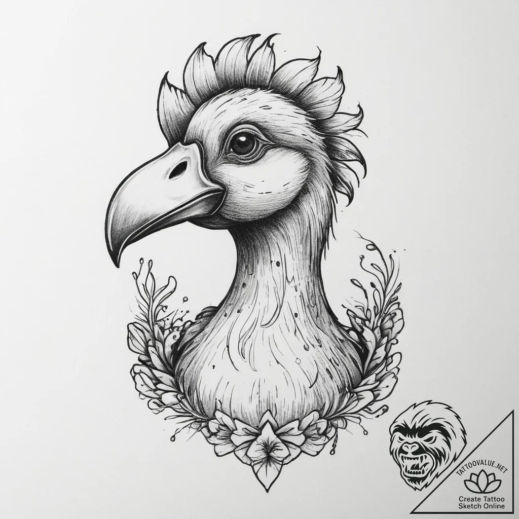 Tattoo sketch dodo bird, tattoo flash sheet d... - tattoo sketch (№1760415008_0, 14.10.2025 04:10) — tattoovalue.net