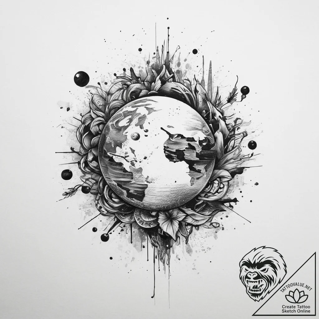 Tattoo sketch cosmic soil, tattoo sketch desi... - tattoo sketch (№1760415450_0, 14.10.2025 04:17) — tattoovalue.net