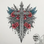 Tattoo sketch dagger, ink illustration for ta… – tattoo sketch (№1760417025_0, 14.10.2025 04:43) — tattoovalue.net