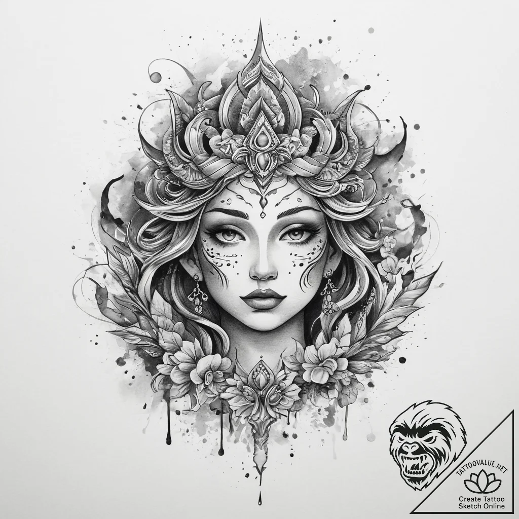 Tattoo sketch mythological scene, ink illustr... - tattoo sketch (№1760417967_0, 14.10.2025 04:59) — tattoovalue.net