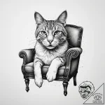 Tattoo sketch armchair and a cat, tattoo sket… – tattoo sketch (№1760419581_0, 14.10.2025 05:26) — tattoovalue.net