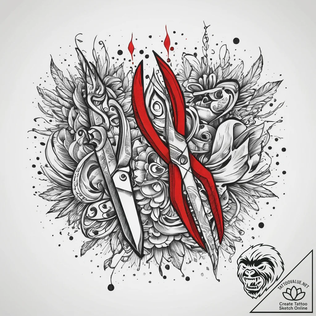 Tattoo sketch hands with a scissors, tattoo d... - tattoo sketch (№1760419798_0, 14.10.2025 05:29) — tattoovalue.net