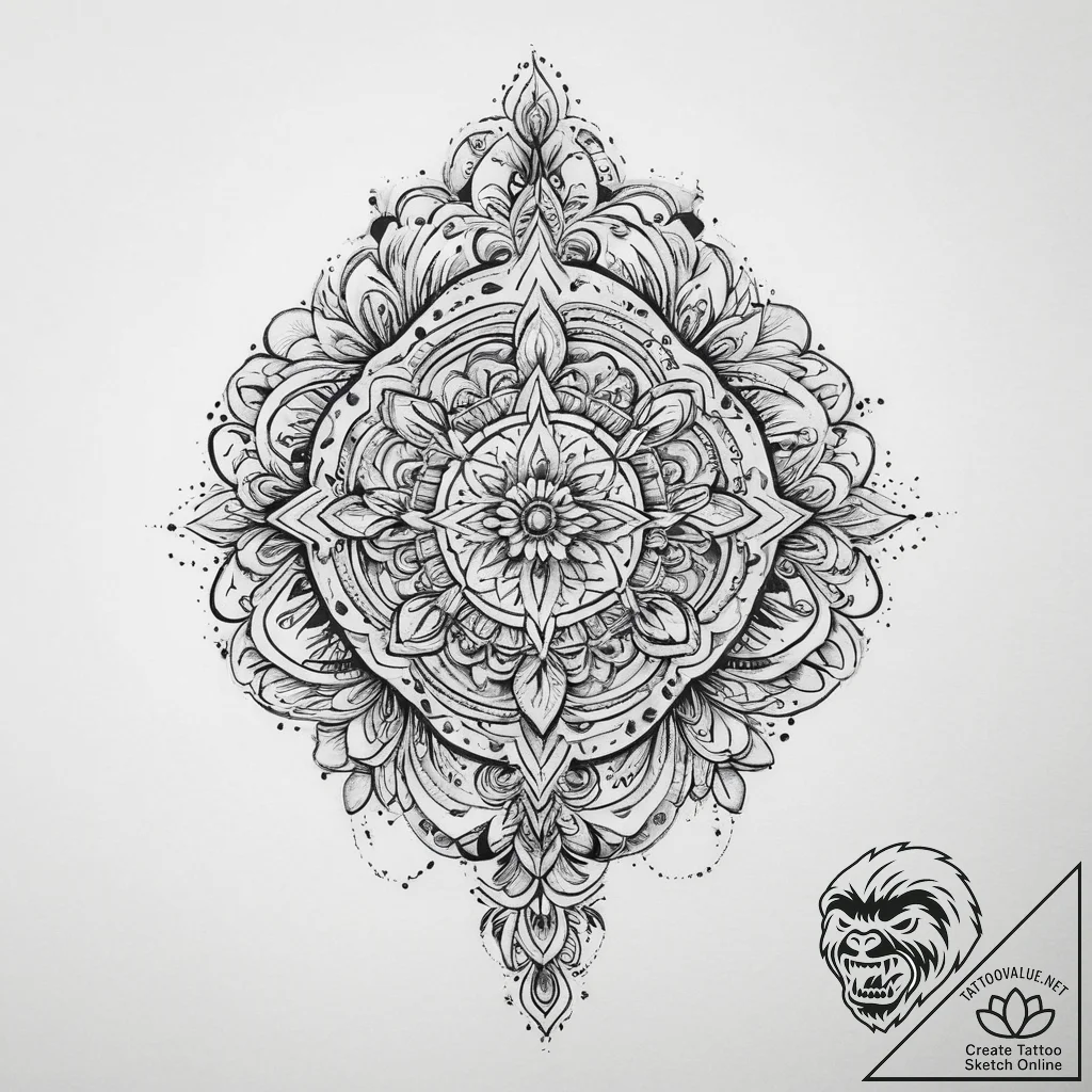 Tattoo sketch ornamental back piece, ink illu... - tattoo sketch (№1760420669_0, 14.10.2025 05:44) — tattoovalue.net