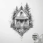 Tattoo sketch domovoy with a home – tattoo sketch (№1760424802_0, 14.10.2025 06:53) — tattoovalue.net