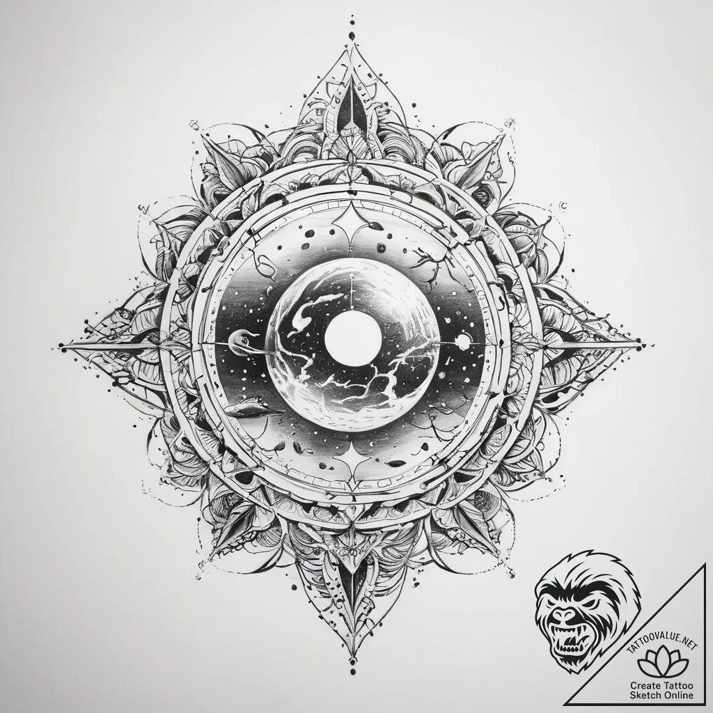 Tattoo sketch cosmic land - tattoo sketch (№1760425768_0, 14.10.2025 07:09) — tattoovalue.net