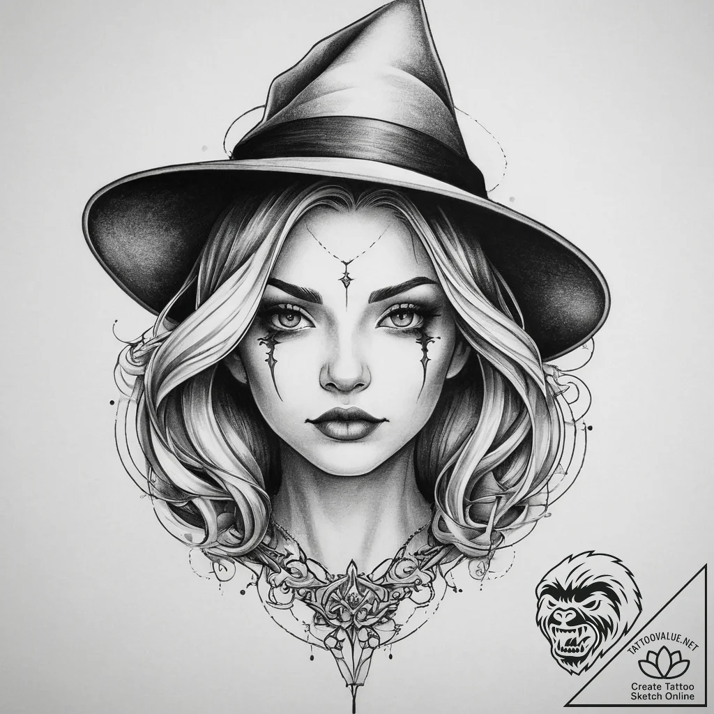 Tattoo sketch witch tattoo, tattoo line art,... - tattoo sketch (№1760425985_0, 14.10.2025 07:13) — tattoovalue.net