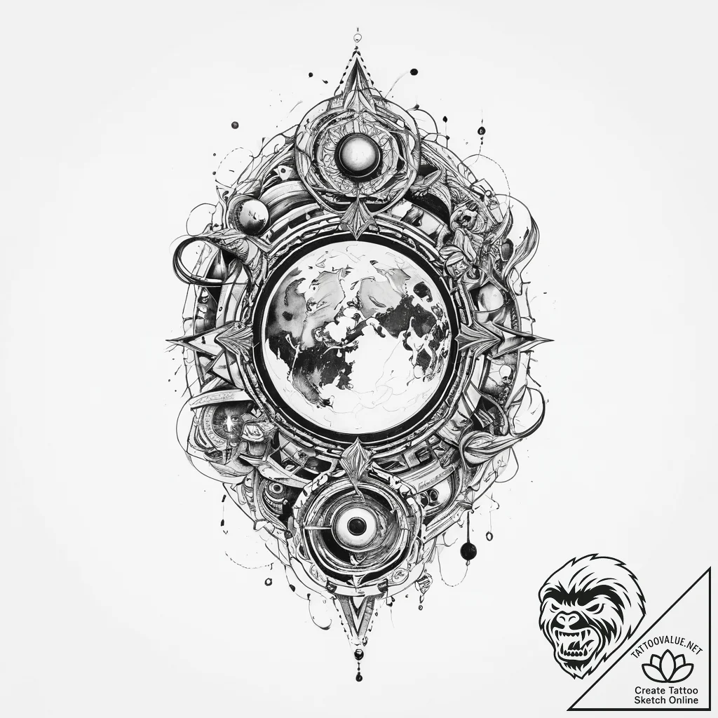 Tattoo sketch cosmic lore, tattoo sketch desi... - tattoo sketch (№1760426857_0, 14.10.2025 07:27) — tattoovalue.net
