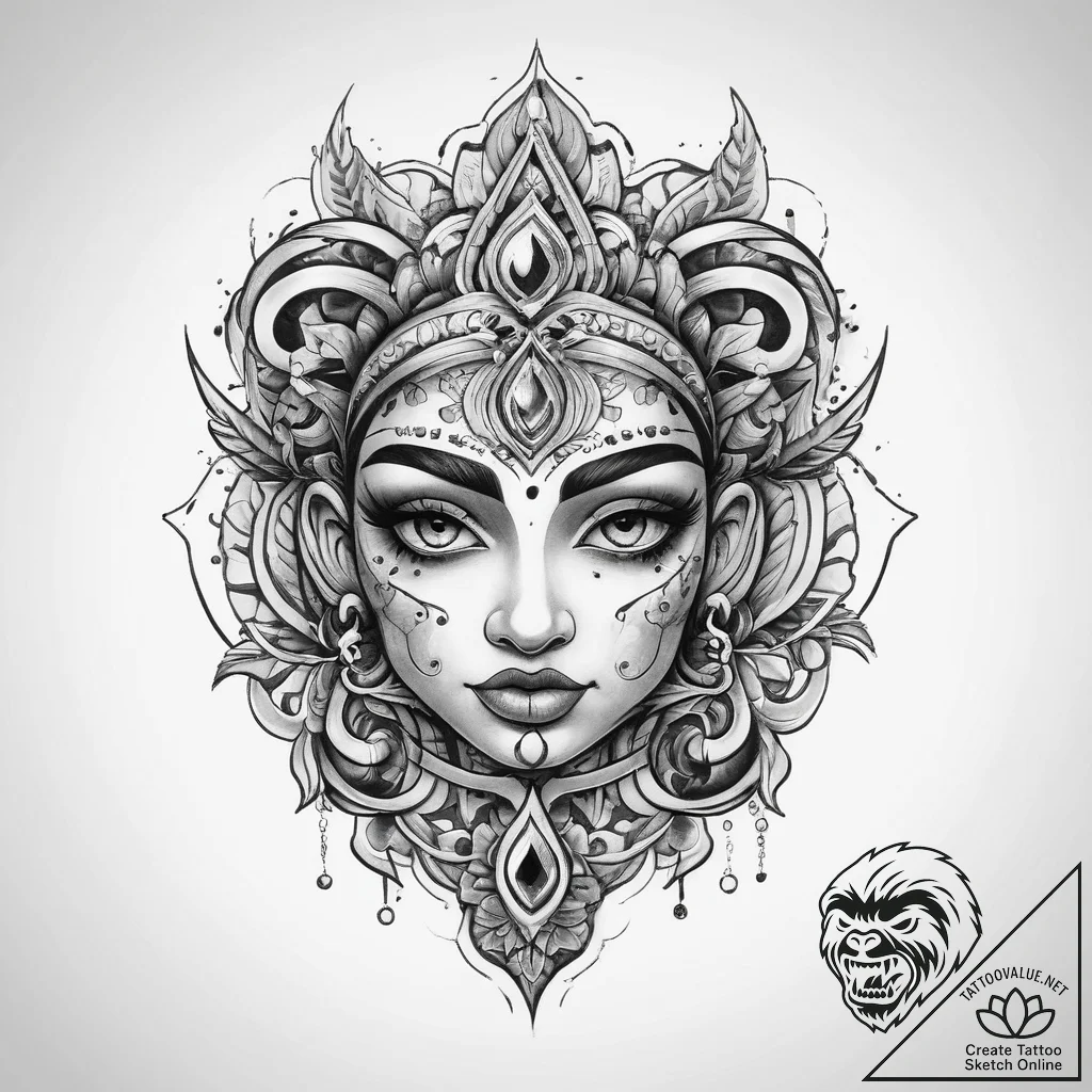 Tattoo sketch divine land, ink illustration f... - tattoo sketch (№1760427510_0, 14.10.2025 07:38) — tattoovalue.net