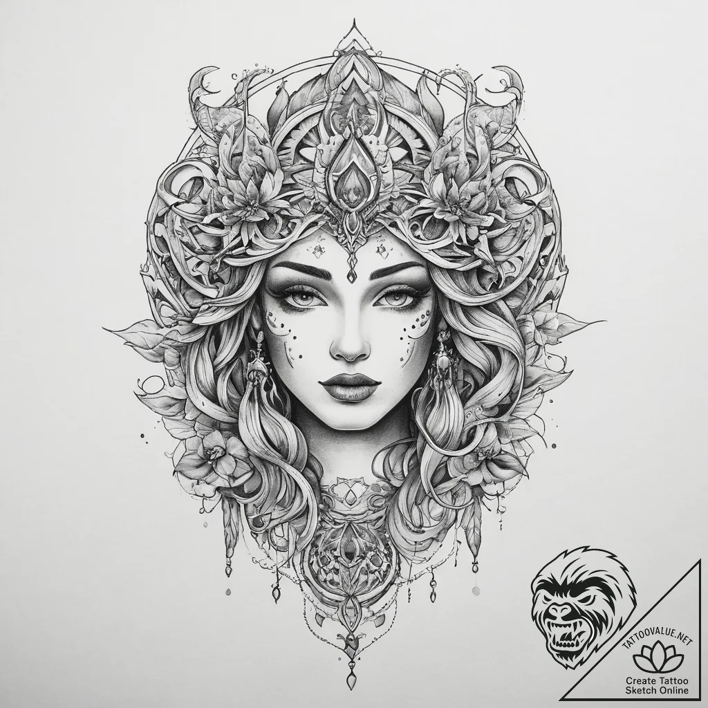 Tattoo sketch mystical world, tattoo sketch d... - tattoo sketch (№1760428162_0, 14.10.2025 07:49) — tattoovalue.net