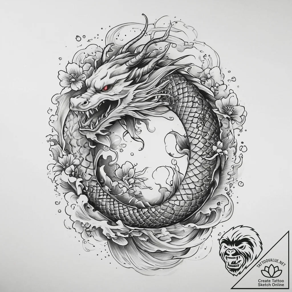 Tattoo sketch mystical narrative, ink illustr... - tattoo sketch (№1760428380_0, 14.10.2025 07:53) — tattoovalue.net