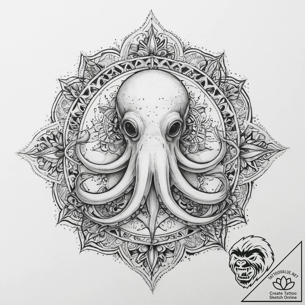 Tattoo sketch dumbo octopus, tattoo flash she... - tattoo sketch (№1760428823_0, 14.10.2025 08:00) — tattoovalue.net