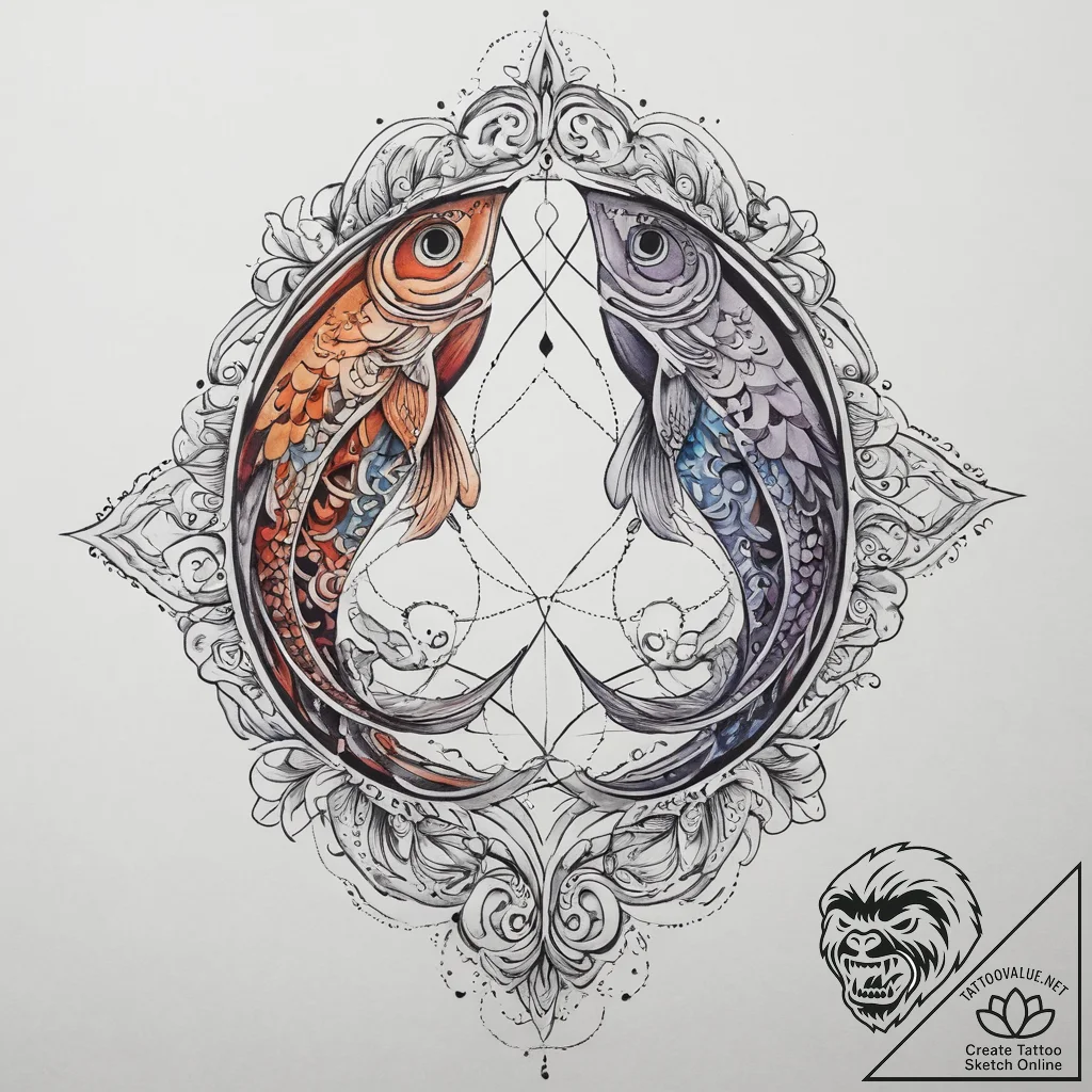 Tattoo sketch vesica piscis with a fish, arti... - tattoo sketch (№1760429685_0, 14.10.2025 08:14) — tattoovalue.net