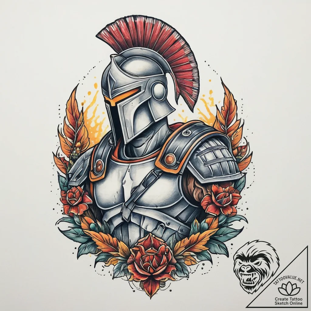Tattoo sketch soldier with a spartan, concept... - tattoo sketch (№1760429901_0, 14.10.2025 08:18) — tattoovalue.net
