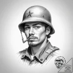 Tattoo sketch soldier with a pen, artistic ta… – tattoo sketch (№1760430551_0, 14.10.2025 08:29) — tattoovalue.net