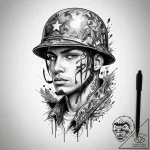 Tattoo sketch soldier with a pen, tattoo sket… – tattoo sketch (№1760430984_0, 14.10.2025 08:36) — tattoovalue.net