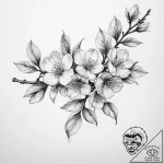 Tattoo sketch quince blossom branch – tattoo sketch (№1760432944_0, 14.10.2025 09:09) — tattoovalue.net