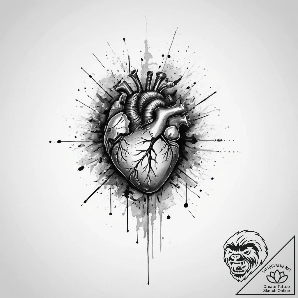 Tattoo sketch heartbeat with a memory, tattoo... - tattoo sketch (№1760433376_0, 14.10.2025 09:16) — tattoovalue.net