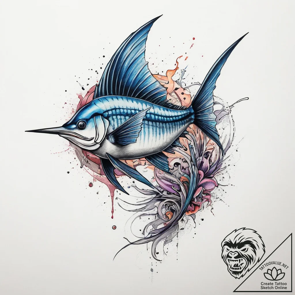 Tattoo sketch sailfish, artistic tattoo sketc... - tattoo sketch (№1760433808_0, 14.10.2025 09:23) — tattoovalue.net