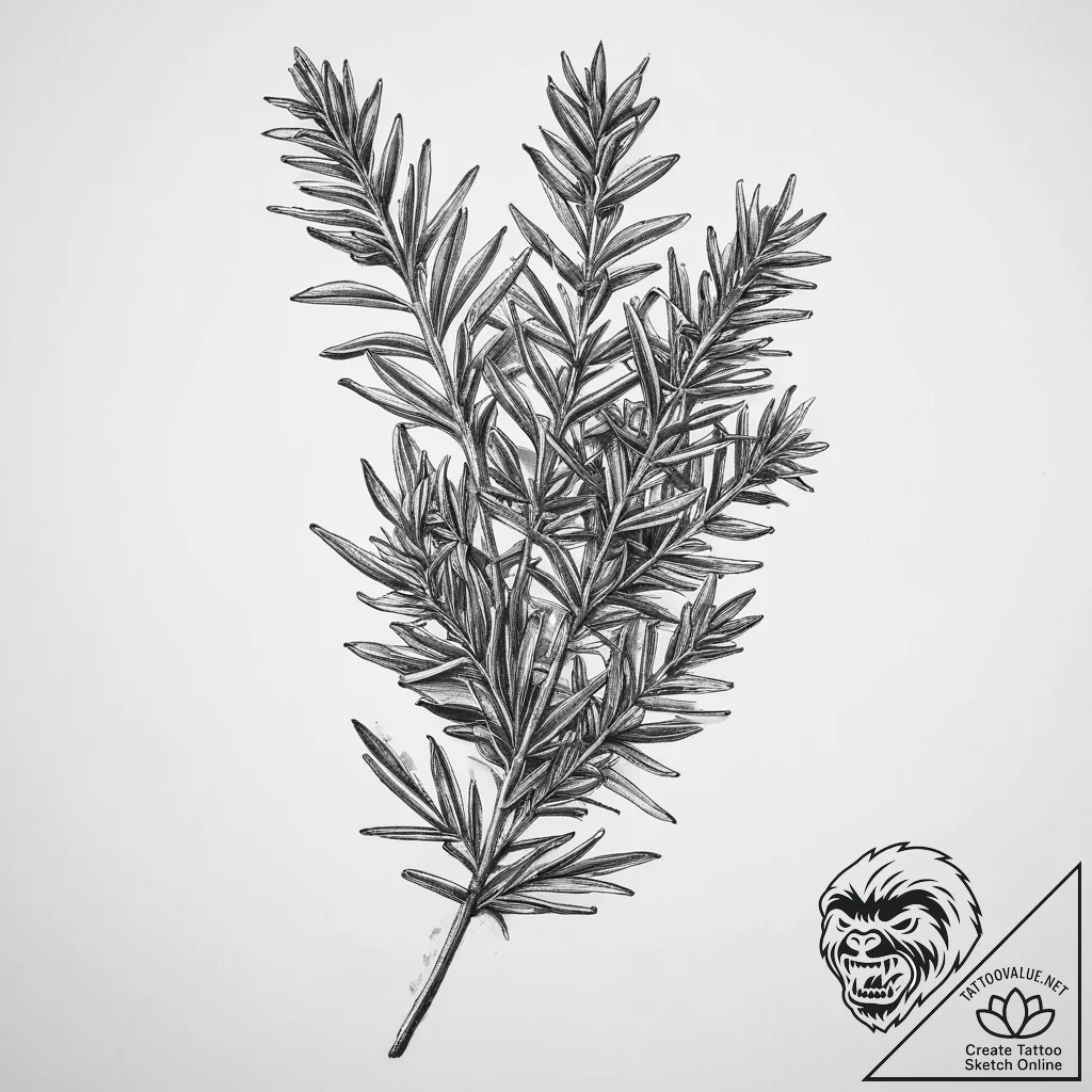 Tattoo sketch rosemary sprig, tattoo line art... - tattoo sketch (№1760435462_0, 14.10.2025 09:51) — tattoovalue.net
