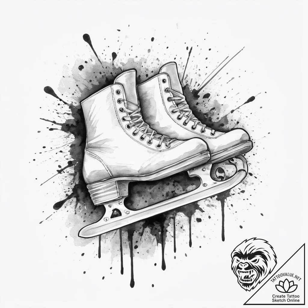 Tattoo sketch ice skating a skate with a blad... - tattoo sketch (№1760436335_0, 14.10.2025 10:05) — tattoovalue.net