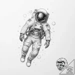 Tattoo sketch astronaut floating – tattoo sketch (№1760436767_0, 14.10.2025 10:12) — tattoovalue.net