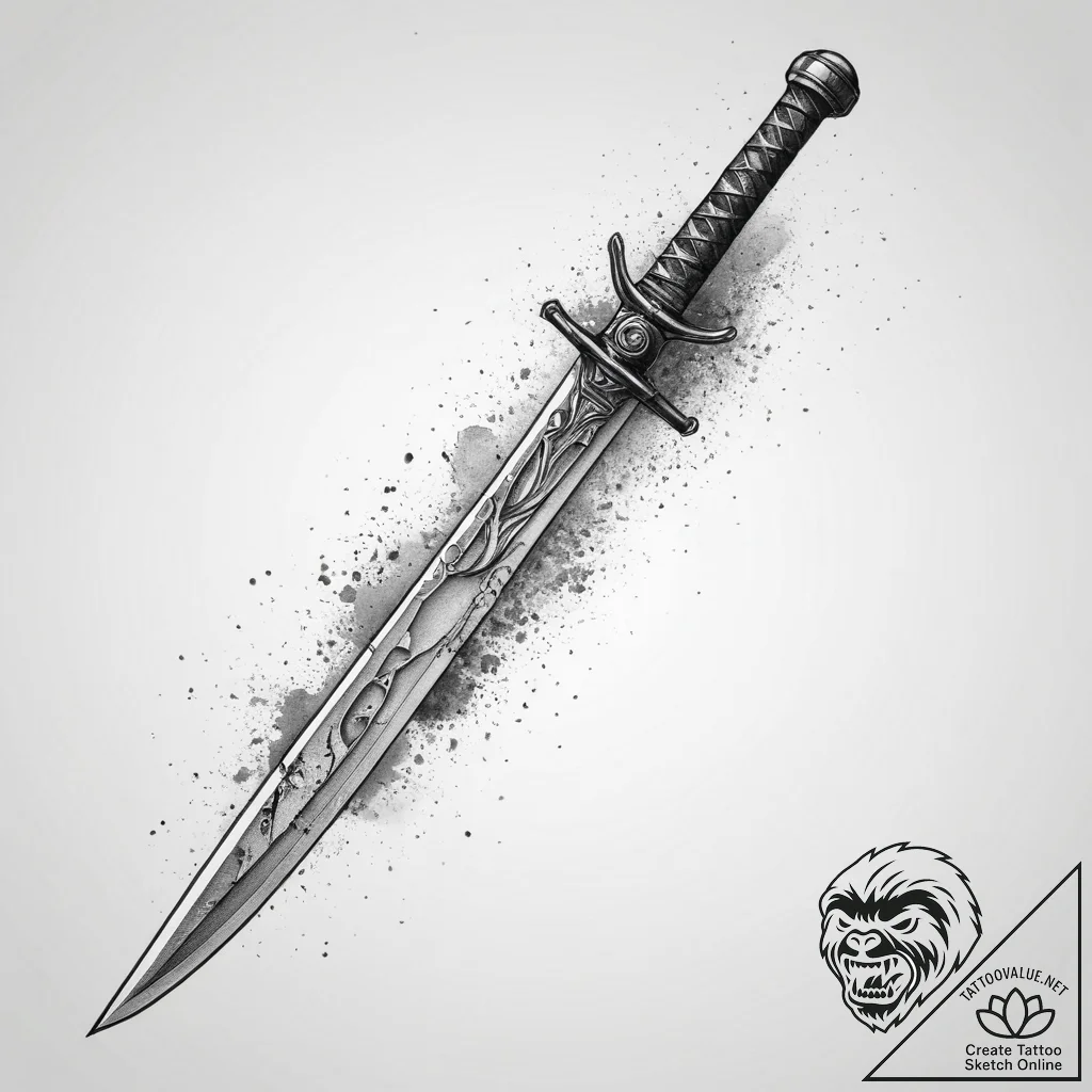 Tattoo sketch катана, tattoo line art, black... - tattoo sketch (№1760436984_0, 14.10.2025 10:16) — tattoovalue.net