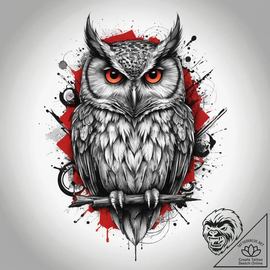 Tattoo sketch owl tattoo, ink illustration fo... - tattoo sketch (№1760438074_0, 14.10.2025 10:34) — tattoovalue.net