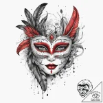 Tattoo sketch masquerade mask with feathers,… – tattoo sketch (№1760438950_0, 14.10.2025 10:49) — tattoovalue.net