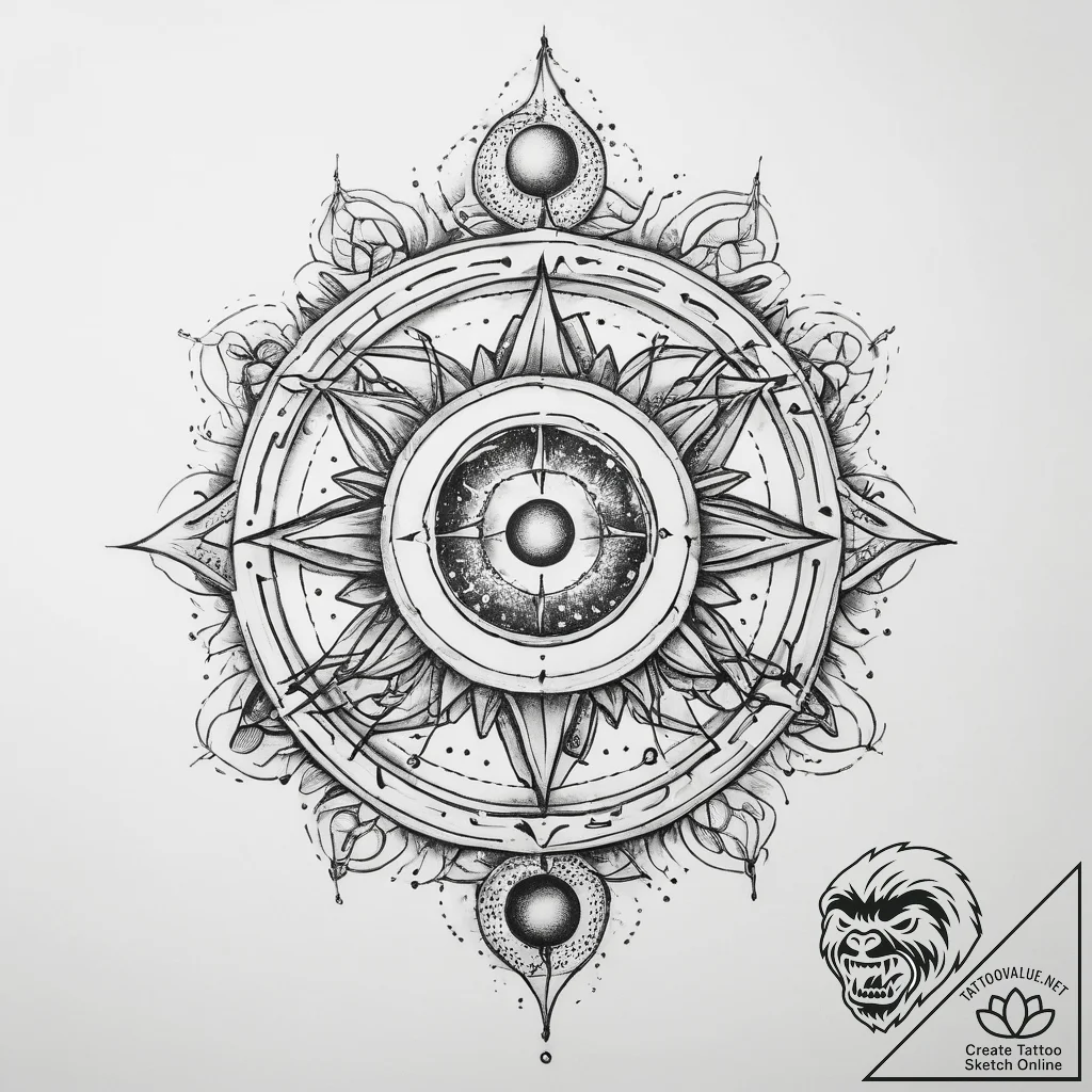 Tattoo sketch cosmic portrayal - tattoo sketch (№1760439385_0, 14.10.2025 10:56) — tattoovalue.net