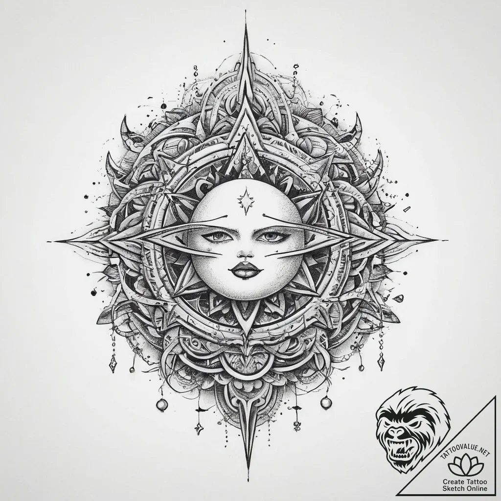 Tattoo sketch cosmic existence, concept art f... - tattoo sketch (№1760442003_0, 14.10.2025 11:40) — tattoovalue.net