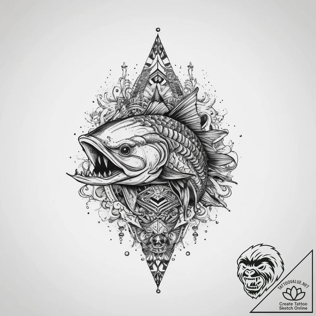 Tattoo sketch puns a pike that says "i'm a pi... - tattoo sketch (№1760443949_0, 14.10.2025 12:12) — tattoovalue.net